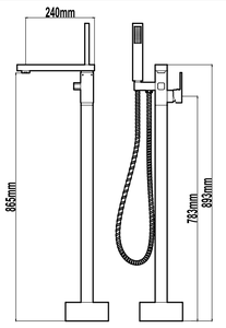 Keran mandi berdiri bebas persegi, keran pengisi mandi dengan fungsi tunggal, keran Pancuran Tangan Hotel bersertifikat kuningan bebas timbal bebas lantai berdiri bebas - Product Image 4