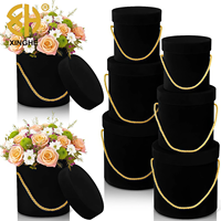 Boîte à fleurs en velours luxueuse avec couvercle et poignée de boîte cadeau imbriquée - Impression quadricolore recyclable pour mariages, fêtes, anniversaires