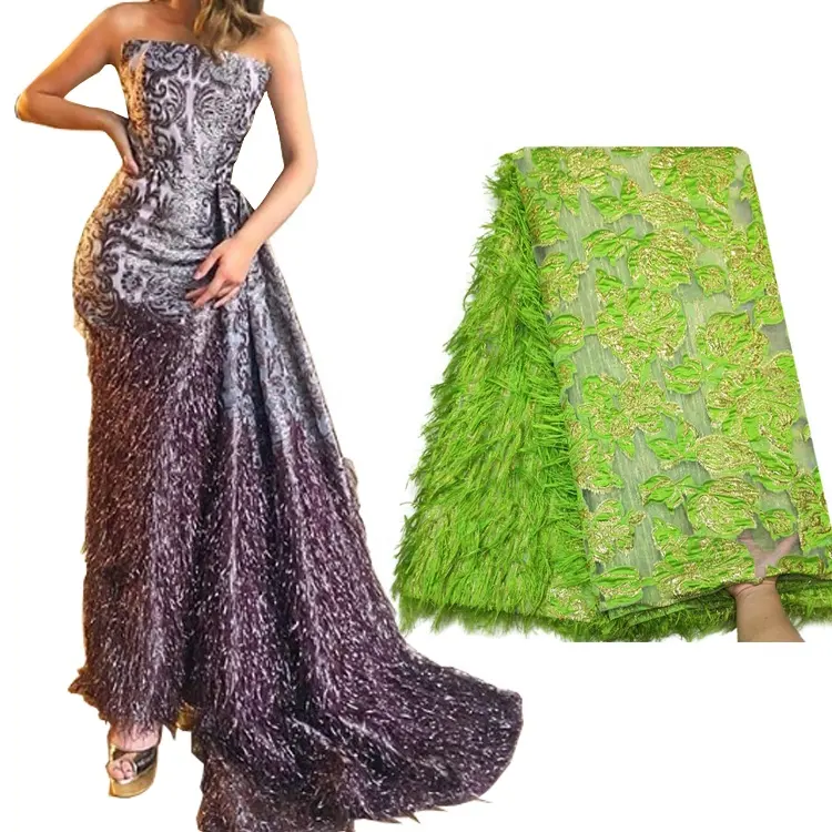 HF 패션 웨딩 드레스 Organza 패브릭 아프리카 수 놓은 organza 패브릭 여성 파티 organza 리본 재고 있음