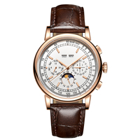 Corgeut Uhr 42mm Edelstahlgehäuse Datum Mondphase Chronograph Automatik Mechanische Herrenuhr mit OEM Individuellem LOGO