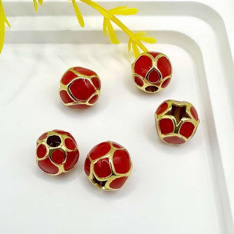 Perles rondes en forme de petit bouton floral dégoulinant d'huile, n° 1