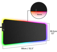Tapis de souris de jeu en caoutchouc personnalisable, vente chaude, 800x300mm, épaisseur 3-4mm, éclairage RGB, matériau antidérapant, charge sans fil 5W CE
