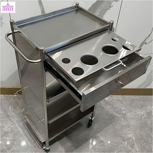 Chariot de coiffure plateau de service en aluminium avec rouleaux pour chariot de beauté de Spa de tatouage de Salon - Product Image 4