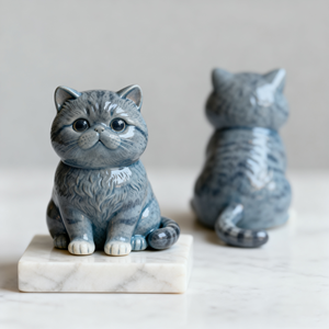 Figura de <span class=keywords><strong>Gato</strong></span> Tabby <span class=keywords><strong>Gris</strong></span> Hecha a Mano con Resina, Linda Estatua de Gatito para Decoración del Hogar - Product Image 3