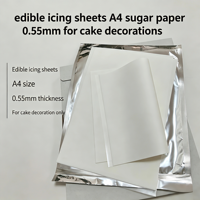 Feuilles de glaçage comestibles sans gluten approuvées par la FDA, format A3, 30 feuilles, 0,65 mm, directement de l'usine, en gros, approvisionnement B2B, fabricant OEM en stock.