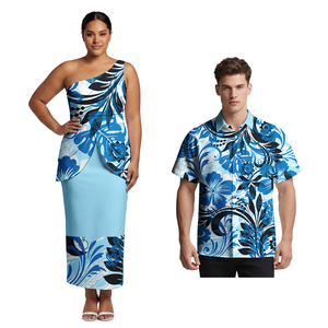 Ropa <span class=keywords><strong>de</strong></span> Pareja <span class=keywords><strong>de</strong></span> Estilo Polinesio, Camisas Casuales Hawaianas <span class=keywords><strong>de</strong></span> Talla Grande para Hombre, Diseño Tribal Samoano, Conjunto <span class=keywords><strong>de</strong></span> <span class=keywords><strong>2</strong></span> Piezas Puletasi para Mujer - Product Image 3