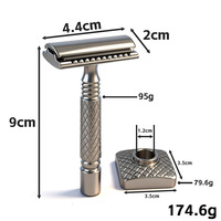 Rasoir manuel rétro à double lame en acier inoxydable 316, manche antidérapant, rasoir de sécurité pour le visage et le cou pour hommes