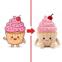 Peluche Cupcake Personnalisée avec Décorations en Spirale, Confettis et Cerises, Produit de Dessert en Gros, Moule de Remplissage Teinté, Étiquette de Taille Personnalisée, Échantillon Artisanat