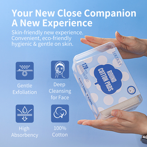 Boîte personnalisée imprimée, 120 tampons de <span class=keywords><strong>coton</strong></span> jetables à 3 couches de 5,8 cm pour démaquillage et nettoyage du visage, pour salon de beauté - Product Image 3