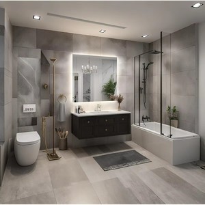 Miroir de salle de bain intelligent à LED rétroéclairé avec lumière, anti-buée, rectangulaire, à intensité variable, à fixer au mur, pour la maison et l'hôtel - Product Image 5