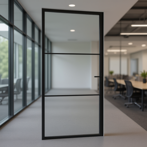 Porte de séparation intérieure en verre noir D0100H5XMWP 40.4x79.3 Isolation acoustique Design minimaliste - Product Image 2