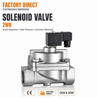 Vanne solénoïde à action directe en acier inoxydable 2WB 1/4 pouce, 2/2 voies normalement fermée pour eau pure et applications acides faibles