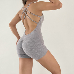 Monos deportivos con logotipo personalizado de fábrica, monos con tirantes cortos sin costuras y fruncidos en el trasero, conjunto De <span class=keywords><strong>Academia</strong></span> - Product Image 6