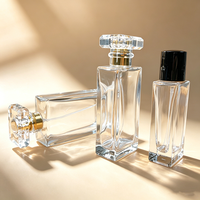 Flacon de parfum de luxe en verre transparent 30 ml, flacon d'eau mat 10 ml séparé, diffuseur à pression, emballage avec impression sérigraphique