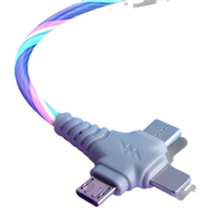 Cable USB 3 en 1 con Luz LED, 1M 2M, Carga Rápida, Cable Fluorescente, Transferencia de Datos, Carga e Impresión para iPhone y Android