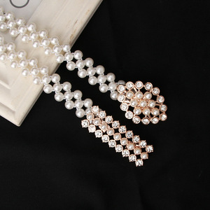 Cinto de Cintura Feminino Coreano com Pérolas e Strass para Vestido, Corrente Corporal para Decoração de Festa, Atacado - Product Image 1