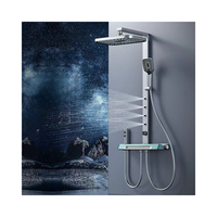 Ensemble de douche cascade en laiton mural de luxe Affichage numérique plein écran et corps de Massage à 5 fonctions LED pour lavabos de salle de bain