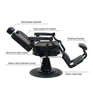 Fauteuil de Barbier Hydraulique Inclinable Noir Vintage de Luxe Robuste pour Salon de Coiffure et Mobilier de Salon – Vente en Gros - Product Image 4