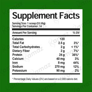 AMAZ Fabrication de produits de marque privée Fournisseur de protéines végétales + Super Greens Complément alimentaire pour la croissance musculaire Poudre de protéines biologique - Product Image 2