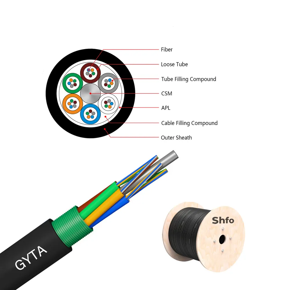 SHFO-GYTA 4 6 8 12 24 48 96 144 lõi gyta 4-144 lõi Singlemode đa ngoài trời sợi cáp quang