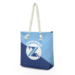 Hot Selling Custom Eco-friendly Casual Large Beach Travel Tote Bag with Cotton Rope Handle Luxury Tote Bags for College Students