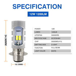 Motoled xe máy Đèn pha Bóng đèn H4 H6 p15d ba20d <span class=keywords><strong>LED</strong></span> AC DC 12V 24V Sương Mù Ánh sáng 8 SMD 1200lm Hi lo đèn xe tay ga phụ kiện Moto - Product Image 2