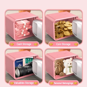 Mini-coffre-fort domestique en acier, rose, étanche, ignifuge, avec serrure électronique <span class=keywords><strong>à</strong></span> <span class=keywords><strong>code</strong></span> et clé, <span class=keywords><strong>armoire</strong></span> de sécurité portable et robuste - Product Image 4