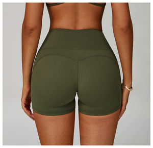 Спортивные шорты с высокой талией, быстросохнущие, с эффектом подтяжки бедер и утяжки живота, подходят для бега на открытом воздухе, занятий спортом и йогой. - Product Image 1