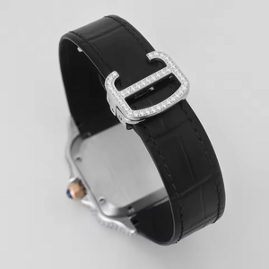 Luxury & Fashion Unisex Style Fully Ice Out & Green Leather Banding 20mm Pointer High Quality Automatic <b>Real</b> Moissanite Watch - Product Image 6