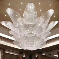 Lámpara de Araña de Cristal de Loto de Lujo al por Mayor, Iluminación Decorativa Personalizada para Vestíbulo de Hotel, Área de Recepción, Proyectos de Hostelería