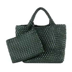 Wholesale Luxury Fashion Leather Woven Handbags Shoulder Bag Purse Woven Handmade Women Handbag