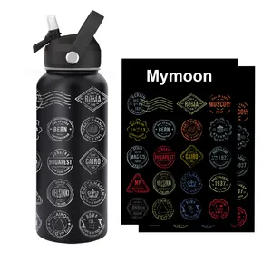 32oz National Parks Bucket List Travel Water Bottle with Waterproof Stickers and Straw Engraved Logo with Leak Proof Lid