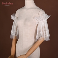 YouLaPan VM63 Manches trompette en dentelle florale et résille, à double couche plissée, avec bande élastique, manchettes détachables, élégantes, pour la décoration des bras