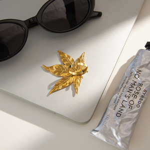 Maple Leaf Open <b>Ring</b> <b>Titanium</b> Steel Gold Color Unisex Fashion Jewelry Gift - Product Image 4