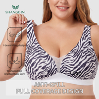 Soutien-gorge Confort Imprimé Zèbre Grande Taille SHANGBINI Sans Armature Couvrance Totale Col en V Bretelles Larges pour Femmes Courbes OEM ODM Vente en Gros