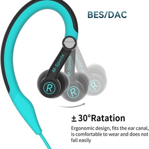 Crochet d'oreille à réglage libre à 30 degrés Écouteurs à <span class=keywords><strong>puce</strong></span> de décodage numérique Écouteurs de sport filaires de type C Casque IPX5 - Product Image 3