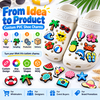 Breloques de chaussures en PVC personnalisées pour sabots, à faire soi-même, avec motifs de dessins animés, Kpop, lettres, boissons, aliments, plage, fleurs, football, thème estival, amusantes, girly