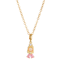 Collar con Colgante de Corazón y Piedra, Cadena de Cobre en Tono Dorado, Joyería de Moda para Mujer, Regalo