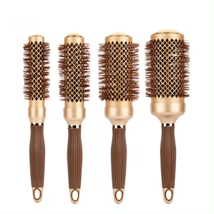 Professional Salon Tools Gold Ceramic circle hair Aluminum hair round brush curly comb