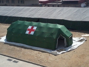 Grande tente d'urgence pour abri de secours en cas de catastrophe, logement temporaire, toile double couche en coton imperméable >3000mm, installation rapide - Product Image 5