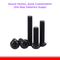 Boulon en acier inoxydable 304 noir certifié ISO7380 vis à tête cylindrique ronde à six pans creux dans les tailles métriques M2 à M8 de qualité A2-70