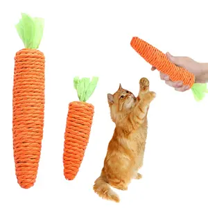 手工编织宠物胡萝卜形牙齿清洁磨牙结绳猫抓挠用品猫咀嚼玩耍玩具