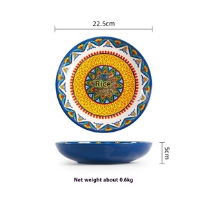 Nouvelle assiette à soupe profonde domestique en céramique jetable créative assiette à salade de 9 pouces couleur émaillée assiette de fête personnalisée plante à vaisselle - Product Image 6