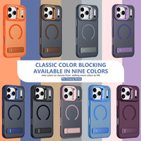 Coque de téléphone magnétique translucide mate, douce pour la peau, avec support d'appareil photo et support horizontal en aluminium pour iPhone 18 17 16 15 Pro Max