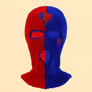 Dệt Kim Mặt Nạ Skullies Balaclava Hip Hop Mặt Nạ Hat Xe Máy Đôi Splice Màu Ba Lỗ Thiết Kế Trượt Tuyết Mặt Nạ - Product Image 3