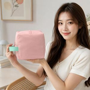 Private Label Canvas Square Organizer <b>Bag</b> with Carry Handle Zipper Cosmetic Storage Pouch for Travel and Brand Promotion - Product Image 6