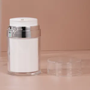 Hoge Kwaliteit Acryl Plastic Lege Lotion Pomp Fles 30Ml Airless Fles Crème Pot Wit Deksel Huidverzorging Fles Set