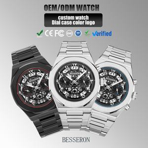 Fabricantes de Relojes Personalizados, Reloj de Cuarzo de Acero Inoxidable 316L con Esfera Esqueletizada, Logotipo Personalizado, para Hombre - Product Image 1