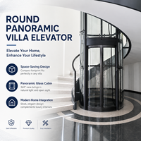 Ascenseur Circulaire Panoramique à 360 Degrés Entièrement en Verre pour Villa de Luxe, Utilisation Intérieure Résidentielle