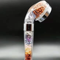 Pommeau de Douche Portable en Pierres de Cristal Naturelles, 3 Fonctions : Haute Pression, Économie d'Eau, Jet Massant et Pluie